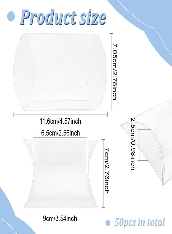 BENECREAT 50 Packs 3.5x2.5x1 Clear Plastic Pillow Favor Box Candy Treat Gift Box for Wedding Party, Mother's Day, Father's Day Gift Packaging - Image 2